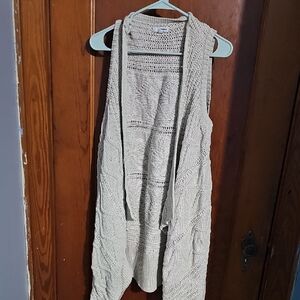 Sonoma Open-Front Cable Knit Sleeveless Cardigan - Cream XL